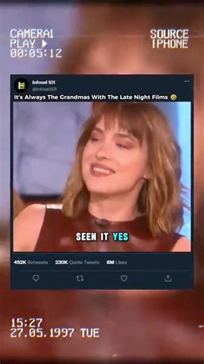 Dakota Johnson’s Grandma Watches Fifty Shades Of Grey 😄