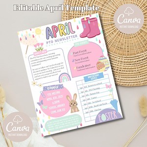 April Newsletter, PTO News, PTA, Teacher Classroom, Easter Day Newsletter, Information, Canva Template, Printable, Classroom - Etsy