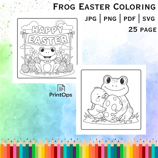 Frog Easter Coloring Book Printable | Spring Egg Pages | Instant Download Preschool Activity - Etsy