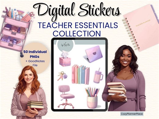 Teacher Digital Stickers for Planning, Semi-realistic Essentials Planner Stickers - Etsy