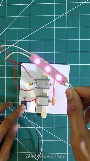 Generated dc voltage to glow 12v dc led strip using dc dynamo motor and dc toy motor
