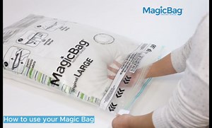 (4 pack) MagicBag Space Saver bag, Vacuum Storage Bag, Flat, Medium, Clear