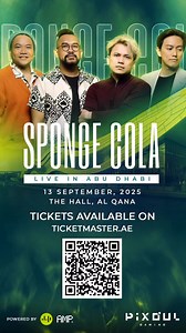 17 reactions · 56 shares |  Abu Dhabi, the wait is almost over! Sponge Cola Live in Concert – this September 13  Only a few tickets left – once they’re gone, they’re gone!  Secure your seat now  https://www.ticketmaster.ae/artist/sponge-cola-live-in-abu-dhabi-tickets/896515 Don’t miss the biggest Pinoy rock night in Abu Dhabi. This is your last chance! 蘭 @topfans #Spongecola #spongecolauae #abudhabi #abudhabiconcert | ProXperts.ae | Facebook