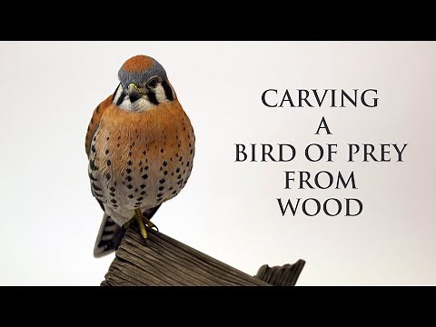 Carving And Painting A Bird of Prey Out Of Wood - American Kestrel
