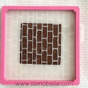 Brick Wall stencil along with our 3 inch Square Stenci-Blocker! Excuse my stained fingers, but it comes with the job! 󾌴#mustremembertoweargloves See www.stencibelle.com for purchase - link in profile #cookies #stencils #stencil #stencilart #airbrushing #decoratedcookies #decoratedsugarcookies #customcookies #cookieartist #cookiedecorator #sugarcookies #sugarart #royalicing #icingcookie #stencibelle | Stencibelle