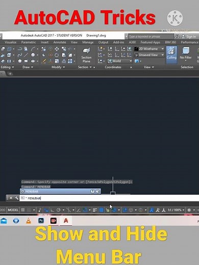 How to Show and Hide Menu Bar in AutoCAD #Short @Autocad short