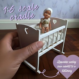 Miniature Nursery Crib 1:6 Scale - Barbie Furniture - Rocking Cradle - Etsy Australia