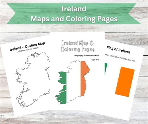 Ireland Coloring Pages for Kids | Ireland Geography Worksheets | Europe Country Study Printable - Etsy
