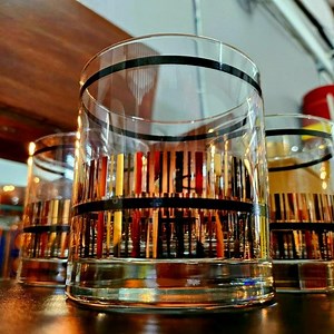 Vintage Culver Glassware Black and Gold 22k (Set of 4 Cocktail Glasses)