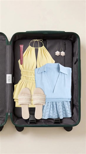 Carry-on essentials: baby blues, buttur yellows, and plans by the water. Lucky Flip Deals are live on the MICAS App — tap the link in bio to win $35 OFF. *Exclusions apply. 🔍 Halter Neck Cut Out Sleeveless Maxi Dress 🔍 Jacquard Patchwork linen Ruched V-Neck Short Sleeve Mini Dress 🔍 Floral Design Earrings 🔍 Fringe Slippers #micas #micasofficial #micasclothing #micasapp