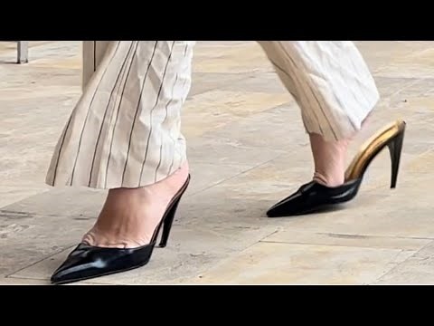 071923 - Crossdresser Walks With Pointy Stiletto Mules Through The Town