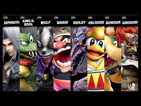 Sephiroth VS King K. Rool VS Wolf VS Wario VS Ridley VS King Dedede VS Bowser VS Ganondorf Ultimate