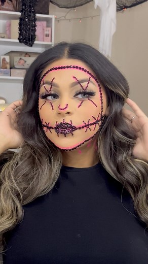 PURGE❌🩷 Tutorial??? #explore #trending #viral #purge #halloween #spooky #rhinestones #follow #contentcreator #laredo #laredotx #purgemakeup | Makeup by Jess
