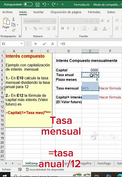 Fórmulas Excel: Calcular Interés Compuesto de Forma Fácil