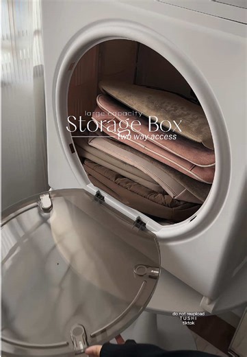 Two-way access storage box! 🧺 ambik dari atas boleh, depan pon boleh. Boleh isi set cadar, toto, bantal, mainan etc! #storage #storagebox #storagecabinet #organizerbox