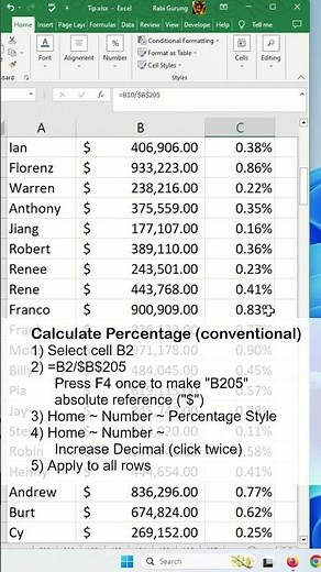 Calculate percentage in Excel using Quick Analysis - Excel Tips and Tricks #shorts #fyp