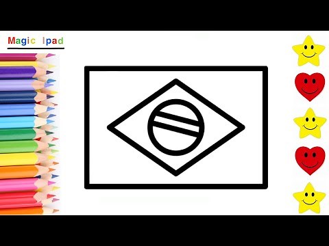 Como dibujar la BANDERA DE BRASIL | dibujos para niños 💓⭐ How to draw a BRAZIL FLAG | for kids