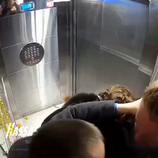 In Russia, a woman ended a fight between two men arguing in an elevator by punching one of them.