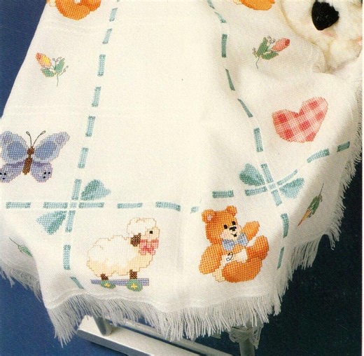 Baby Cross Stitch Pattern Bundle – Birth Record Sampler, Teddy Bear Bibs, Lamb Towel (PDF) - Etsy