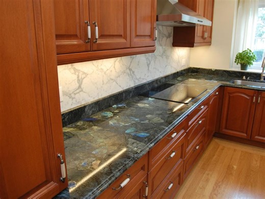 Rectangular Labradorite Countertop | Luxury Gemstone Vanity Top | Blue Iridescent Kitchen Island | (customizable) - Etsy