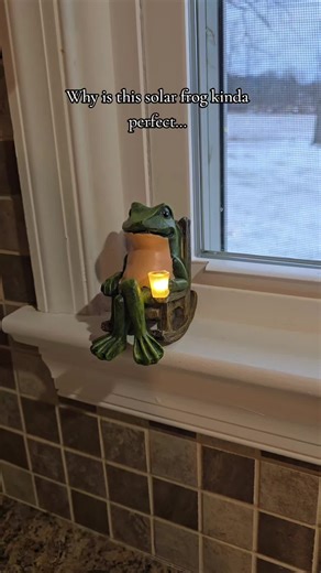 Can be used indoors or outdoors. Charges by the sun and goes on when it's dark. 🐸 #frogdecor #gardendecor #solarpowereddecor #frog #nightlight