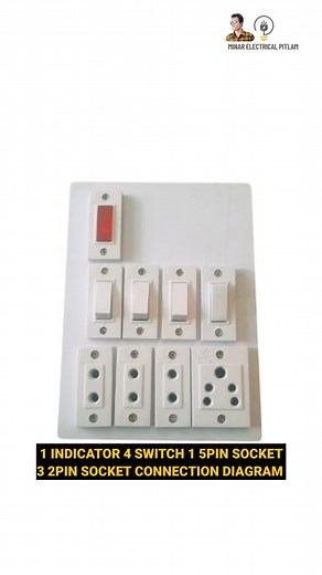 Electric Board 1 Indicator 4 Switch 1 Five Pin Socket 3 Two Pin Socket Connection Diagram #reels #electricboardwiring #HouseWiringDiagram | minar electrical pitlam
