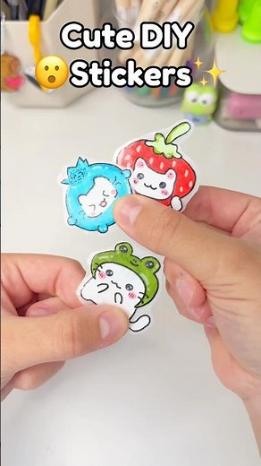 🍓Cute DIY stickers🫐!? #papercrafts #cutecrafts #crafts #craft #diystickers #stickers #diy #cute ￼