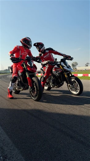 First look! The brand new Hypermotard V2 and Hypermotard V2 SP hit the track for the first time. Lighter, sharper, more powerful and even more hypermotard than ever. #Ducati #HypermotardV2 #HypermotardV2SP | Ducati