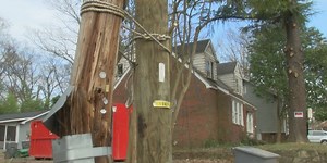 Why you’re seeing old, snapped utility poles tied to new, sturdy ones