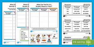 What Can You Do in a Second, Minute, Hour Time Sorting Worksheets