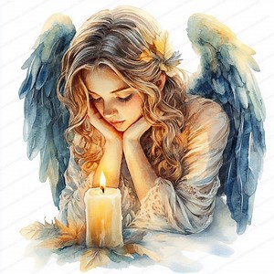 19 Angel With Wings Clipart | Candlelight Guardian Illustration | Printable Watercolor Clipart | High Quality Jpgs | Paper Craft | Journal - Etsy