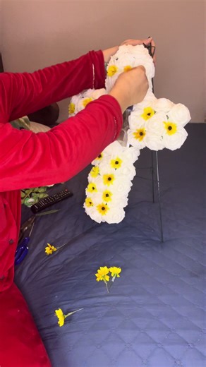DIY Cross Flower Arrangement for Memorial