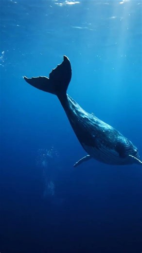 Blue whale cruising through the deep blue is pure scale 🐋🌊