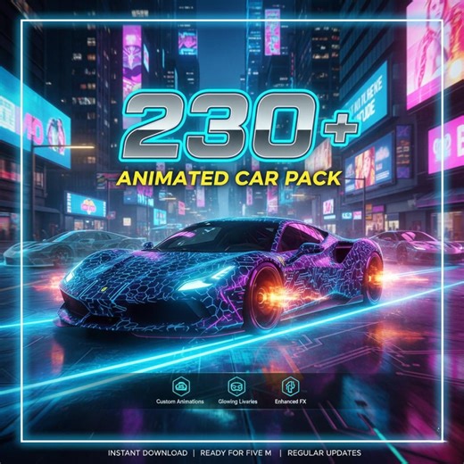 Animated Cars Pack for Fivem | 230+ Custom Add-on Vehicles | Ready-to-use | ESX & Qb-core Compatible - Etsy
