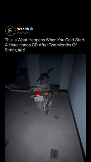 Wealth on Instagram: "Two months untouched, no prep, no warm-up. This is what happens when a Hero Honda CD gets cold-started 🧊⚡ Cold starts are brutal on small engines. Fuel lines dry out, batteries weaken, oil settles, and carburetors often struggle after sitting for weeks, let alone months. Yet this bike fires on the first attempt. That’s the result of simple, durable engineering designed to work reliably even after long periods of inactivity. No complex electronics, no fragile systems, just