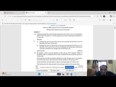 CA FINAL AFM NOV 2011 Question Paper Solving by Advocate Sreemannarayana Mallela, M.Com., LL.M.