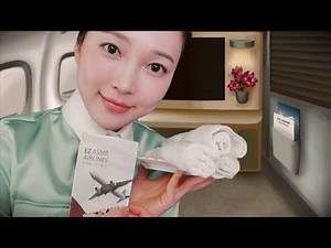 ASMR 7Hours✈️ First Class Flight Attendant (Soft Spoken, Whispering, Night view)