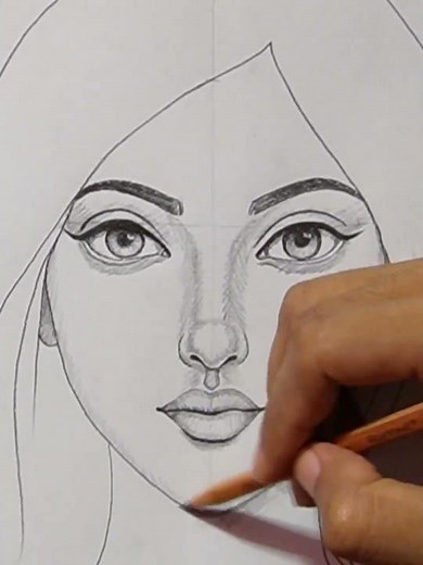 How to draw face for Beginners/ EASY WAY TO DRAW A GIRL FACE
