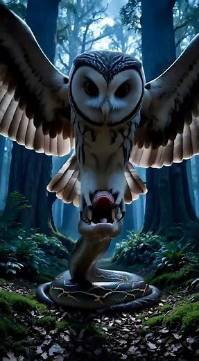AI Barn Owl vs Python Silent Night Attack! 🌙 Forest Battle
