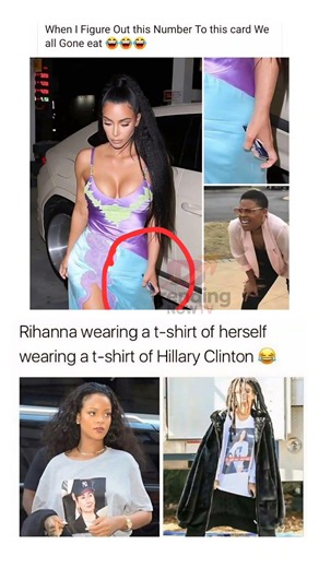 Rihanna wearing a t-shirt of herself #viral
