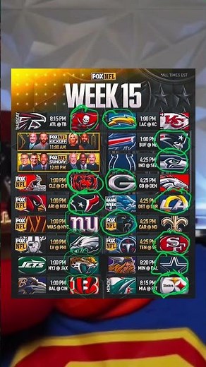 NFL 2025 Season Week 15 picks