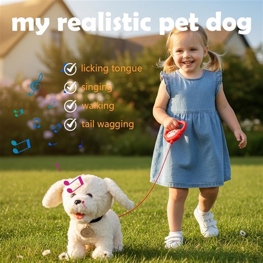 Robot Dog for Kids, Interactive Robotic Puppy with Touch Sensor & Voice Recording, Realistic Barking and Walking, Licking Motion Toy with Remote Control Leash, Gift for Boys & Girls