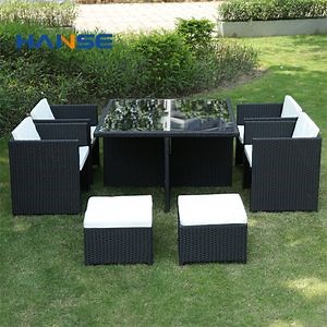 [Hot Item] Modern Outdoor Garden Patio Dining Table and Wicker Rattan Chairs Garden Table Set