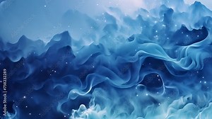 Fluid blue abstract animation evokes tranquility and fluidity of water.