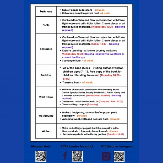 Come and join the fun across BCP this Half Term.  Please check individual library opening days and hours online. | BCP Libraries | Facebook