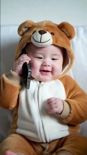 "Who Made This Baby Angry on the Phone? 😂🐻📞" #cute