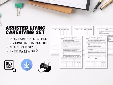 Assisted Living Caregiving Set Printable, Cleaning Schedule Editable, Shower Schedule and Shift Checklists for Elder Care, Caregiver Forms - Etsy