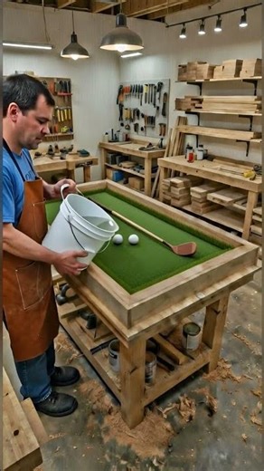 Mini Golf Course Epoxy Table | Creative Resin Design with Club, Ball & Hole
