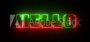 Glowing banner template with neon text hello. Animated hello with looping stroke text effect.
