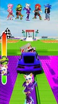 Street Fighter Sonic vs Rouge vs Knuckles: Racing battle through spinner obstacles above the canyon!